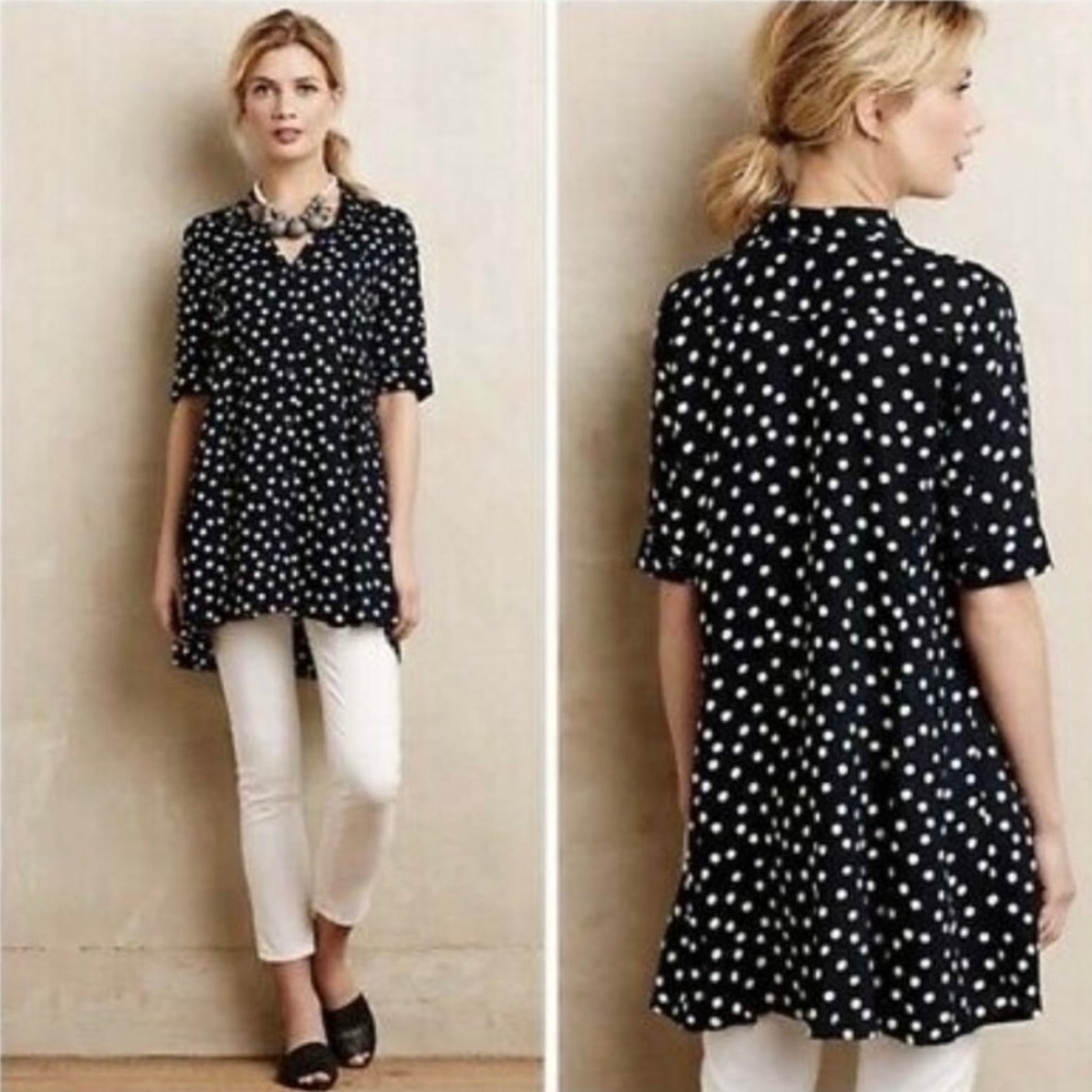 Anthropologie Navy Polkadot Buttondown sz. M